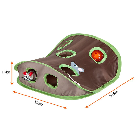 Engaging Cat Mice Game Intelligence Toy: Foldable 9-Hole Tunnel for Active Kittens