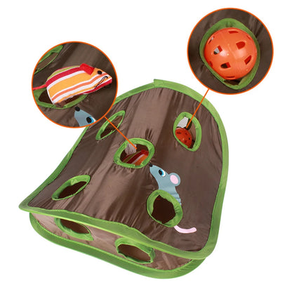 Engaging Cat Mice Game Intelligence Toy: Foldable 9-Hole Tunnel for Active Kittens