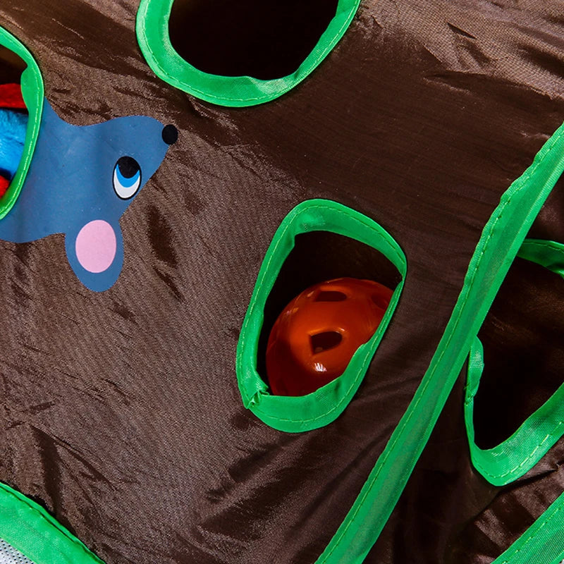 Engaging Cat Mice Game Intelligence Toy: Foldable 9-Hole Tunnel for Active Kittens