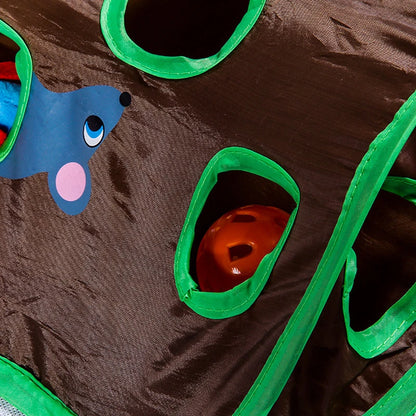 Engaging Cat Mice Game Intelligence Toy: Foldable 9-Hole Tunnel for Active Kittens